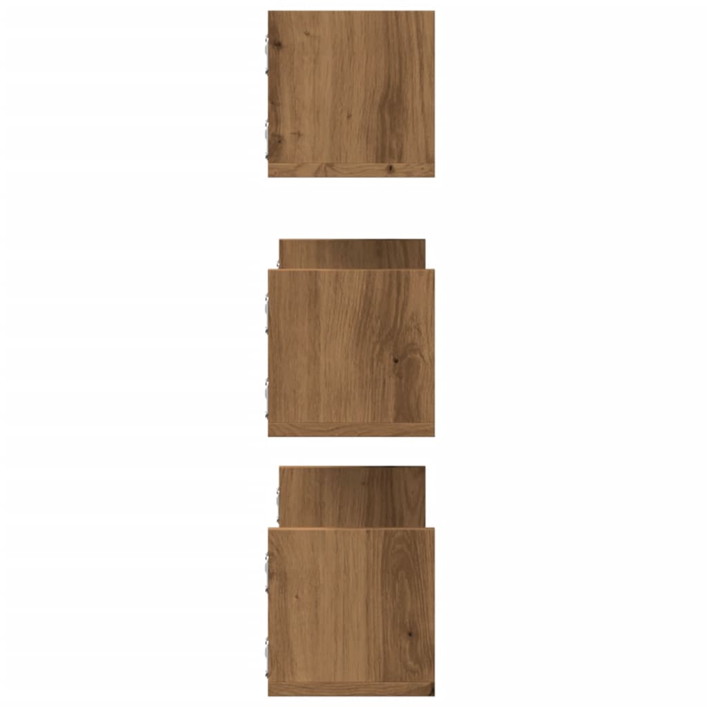 vidaXL Rafturi perete 3buc. stejar artizanal 58x18x18cm lemn prelucrat vidaXL Rafturi perete 3buc. stejar artizanal 58x18x18cm lemn prelucrat