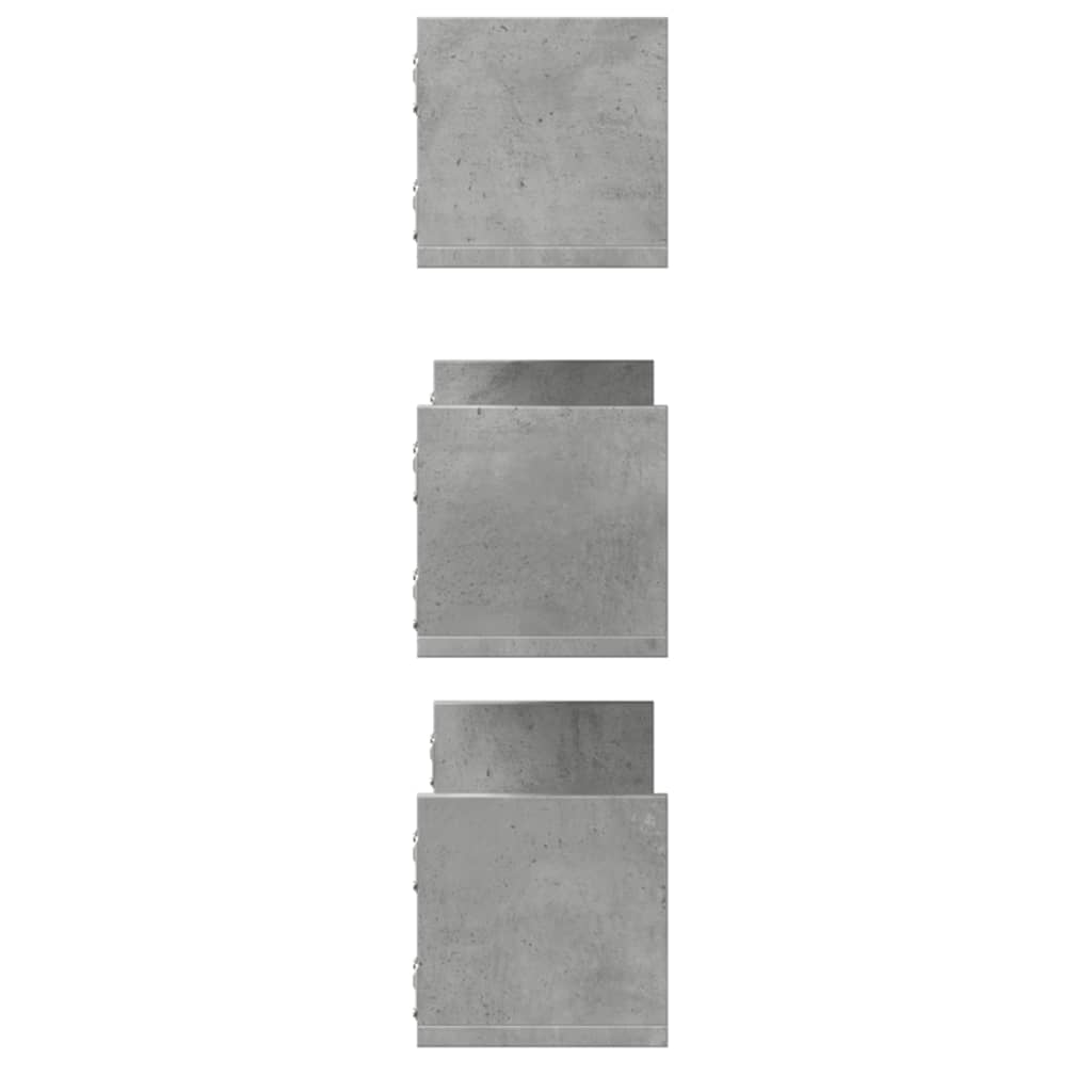 vidaXL Rafturi perete, 3 buc., gri beton, 80x18x18 cm, lemn prelucrat