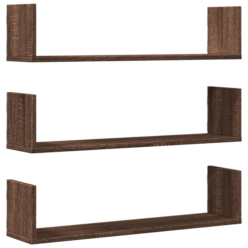 vidaXL Rafturi de perete 3 buc. stejar maro 80x18x18 cm lemn prelucrat vidaXL Rafturi de perete 3 buc. stejar maro 80x18x18 cm lemn prelucrat