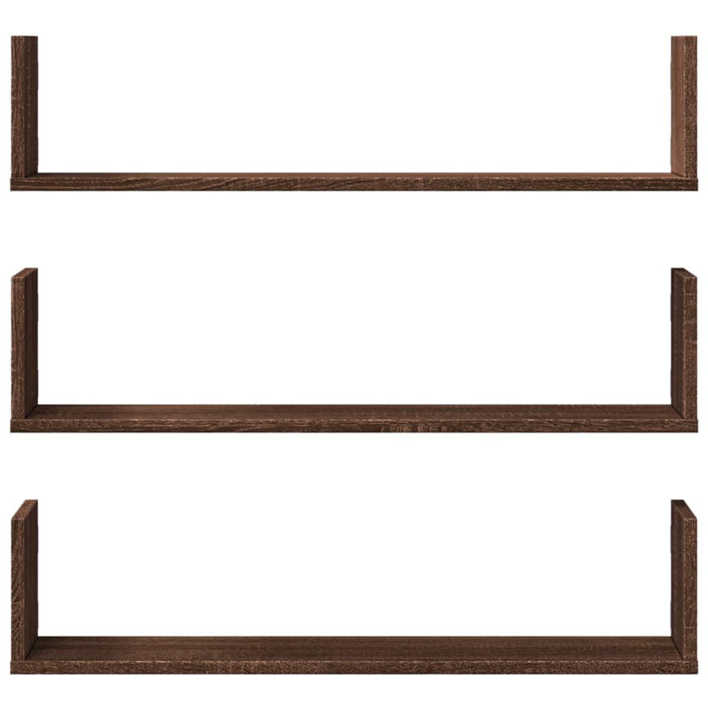vidaXL Rafturi de perete 3 buc. stejar maro 80x18x18 cm lemn prelucrat vidaXL Rafturi de perete 3 buc. stejar maro 80x18x18 cm lemn prelucrat