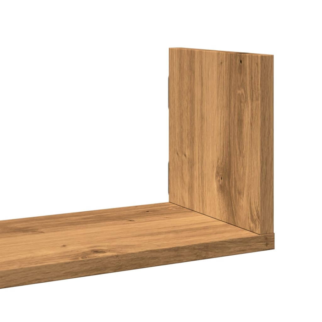 vidaXL Rafturi perete 3buc. stejar artizanal 80x18x18cm lemn prelucrat vidaXL Rafturi perete 3buc. stejar artizanal 80x18x18cm lemn prelucrat