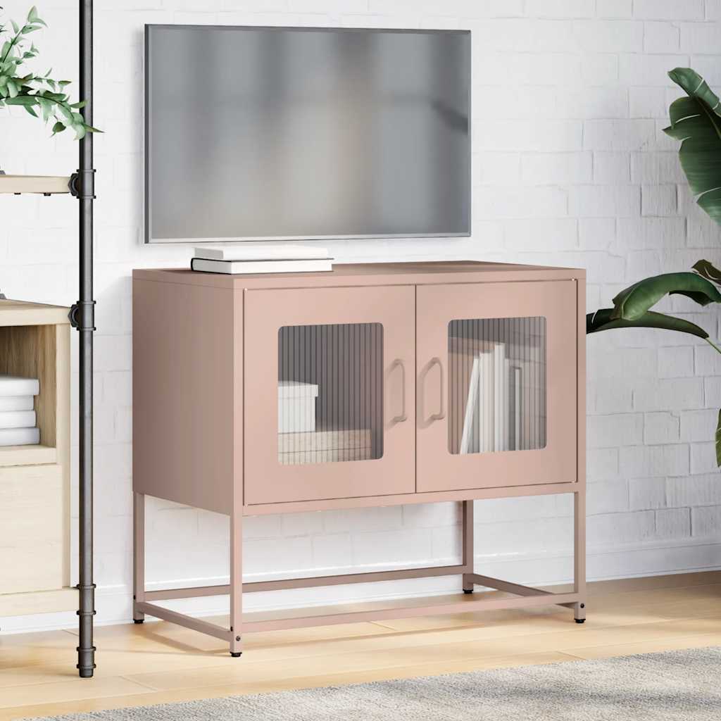 vidaXL Dulap TV, roz, 68x39x60,5 cm, oțel laminat la rece vidaXL Dulap TV, roz, 68x39x60,5 cm, oțel laminat la rece