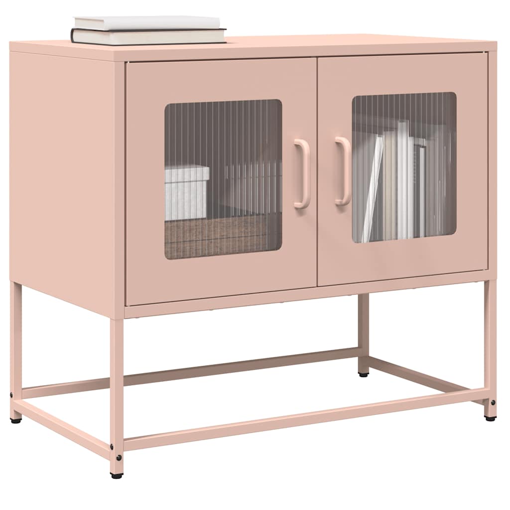 vidaXL Dulap TV, roz, 68x39x60,5 cm, oțel laminat la rece vidaXL Dulap TV, roz, 68x39x60,5 cm, oțel laminat la rece