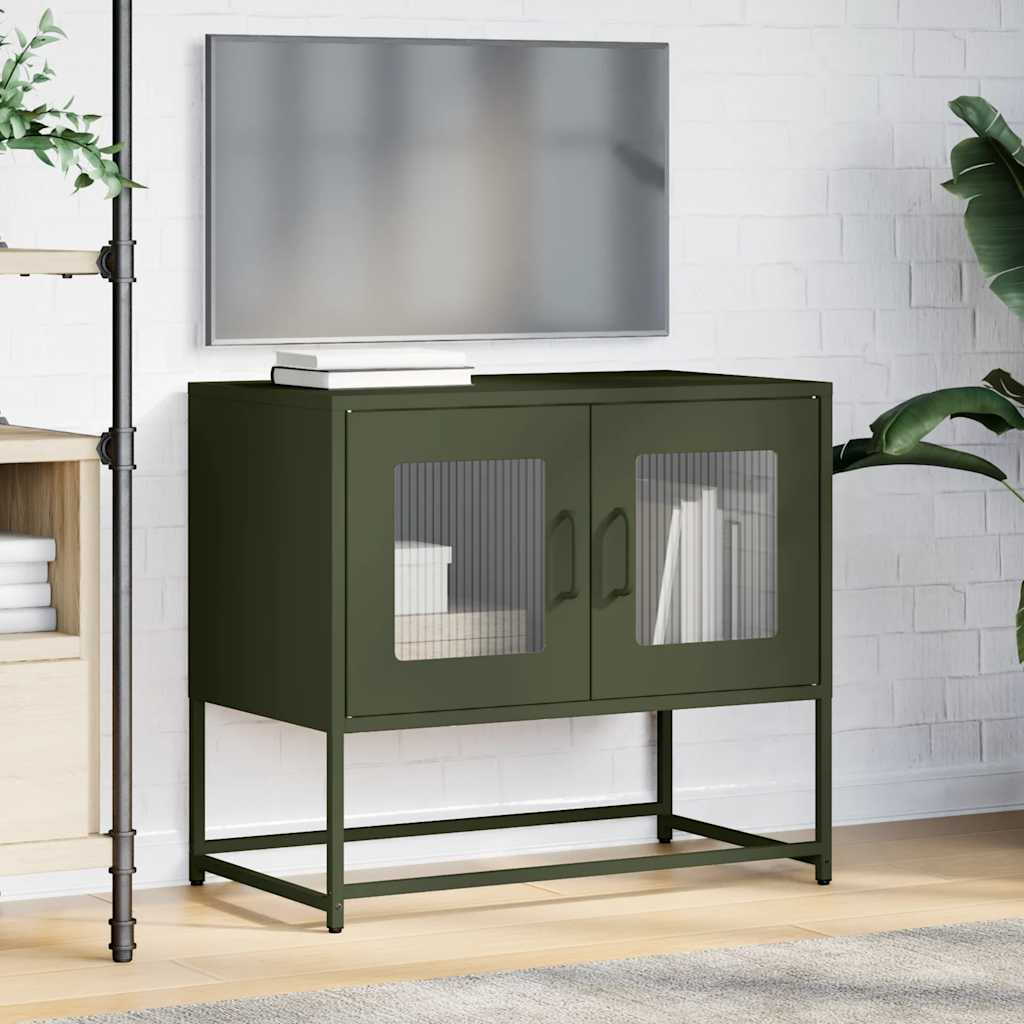 vidaXL Dulap TV, verde măsliniu, 68x39x60,5 cm, oțel laminat la rece vidaXL Dulap TV, verde măsliniu, 68x39x60,5 cm, oțel laminat la rece