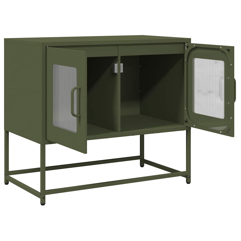 vidaXL Dulap TV, verde măsliniu, 68x39x60,5 cm, oțel laminat la rece vidaXL Dulap TV, verde măsliniu, 68x39x60,5 cm, oțel laminat la rece