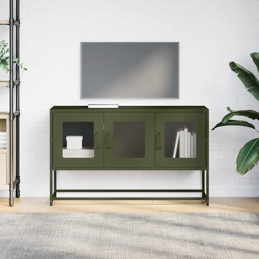 vidaXL Dulap TV verde măsliniu, 100,5x39x60,5 cm, oțel laminat la rece vidaXL Dulap TV verde măsliniu, 100,5x39x60,5 cm, oțel laminat la rece