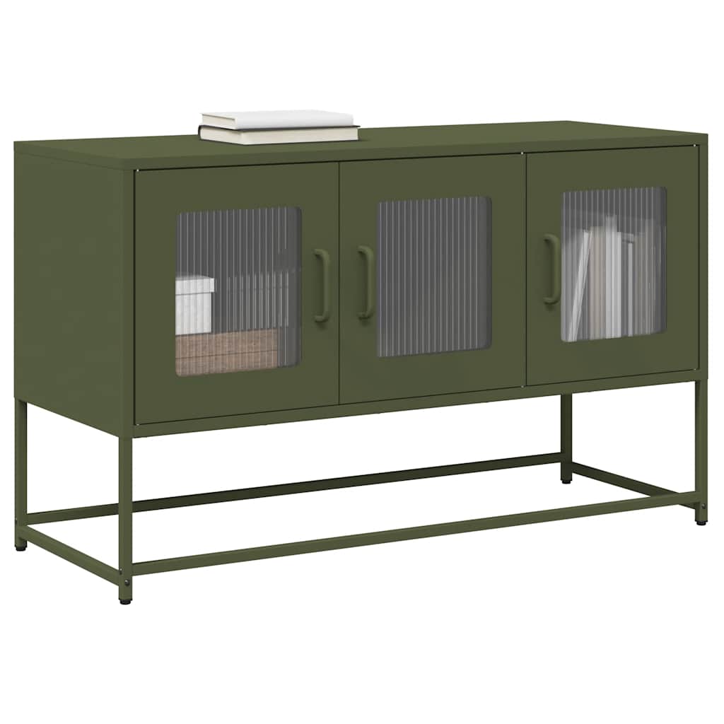 vidaXL Dulap TV verde măsliniu, 100,5x39x60,5 cm, oțel laminat la rece vidaXL Dulap TV verde măsliniu, 100,5x39x60,5 cm, oțel laminat la rece