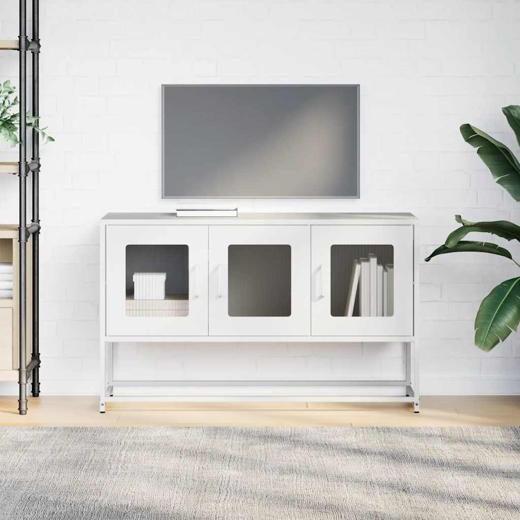 vidaXL Dulap TV, alb, 100,5x39x60,5 cm, oțel laminat la rece vidaXL Dulap TV, alb, 100,5x39x60,5 cm, oțel laminat la rece