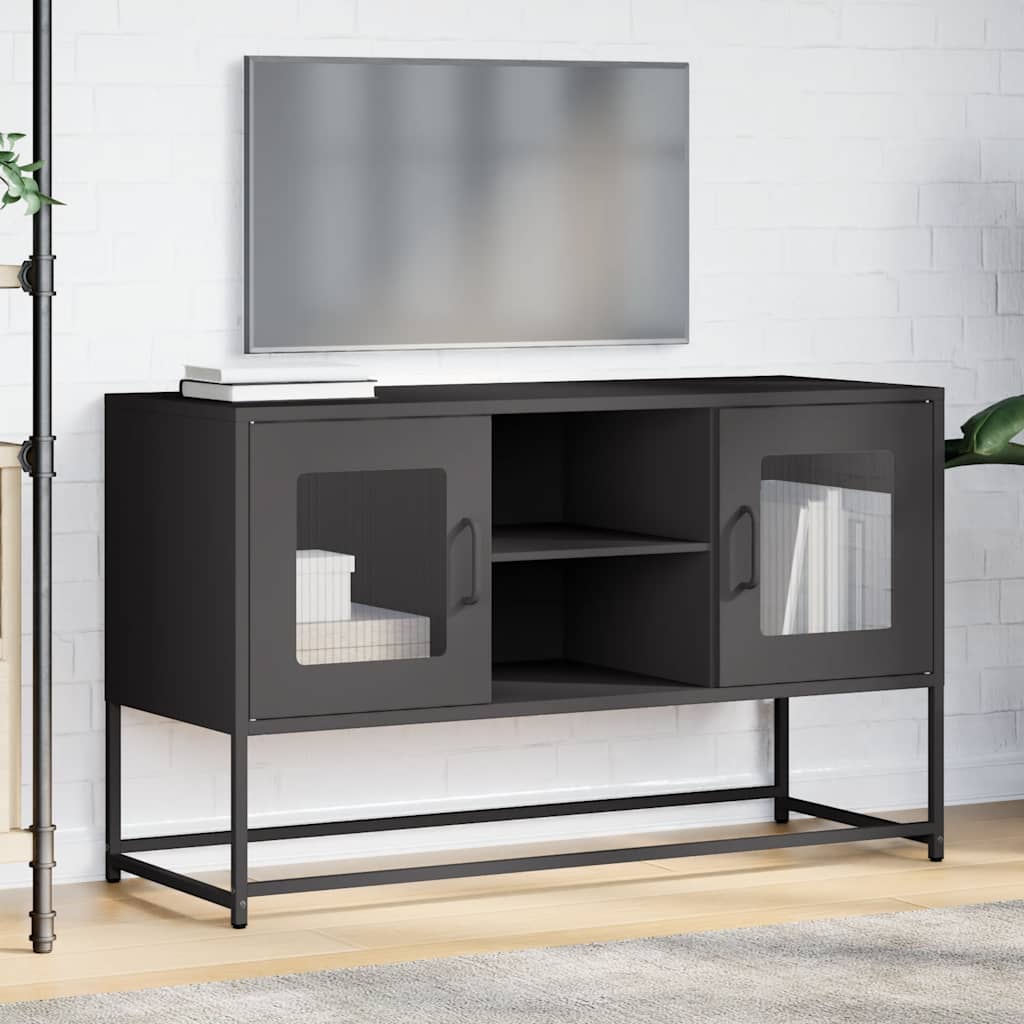 vidaXL Dulap TV, negru, 68,5x39x60,5 cm, oțel vidaXL Dulap TV, negru, 68,5x39x60,5 cm, oțel