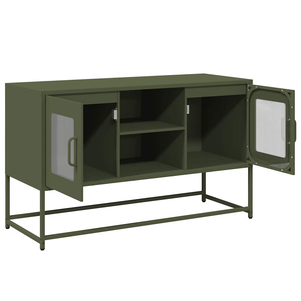 vidaXL Dulap TV, verde măsliniu, 100,5x39x60,5 cm, oțel vidaXL Dulap TV, verde măsliniu, 100,5x39x60,5 cm, oțel