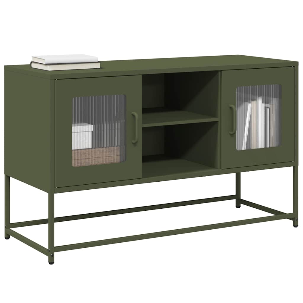 vidaXL Dulap TV, verde măsliniu, 100,5x39x60,5 cm, oțel vidaXL Dulap TV, verde măsliniu, 100,5x39x60,5 cm, oțel