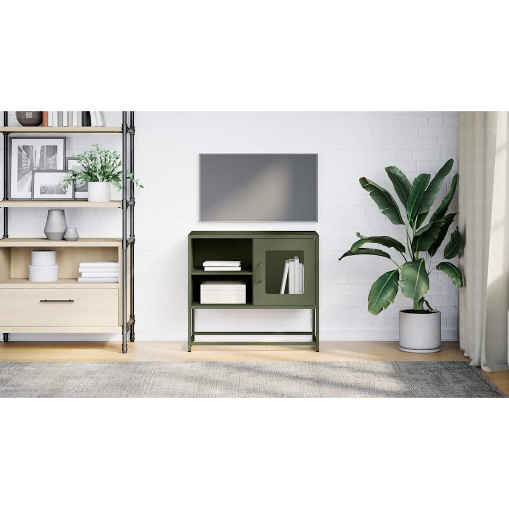 vidaXL Dulap TV, verde măsliniu, 68x39x60,5 cm, oțel