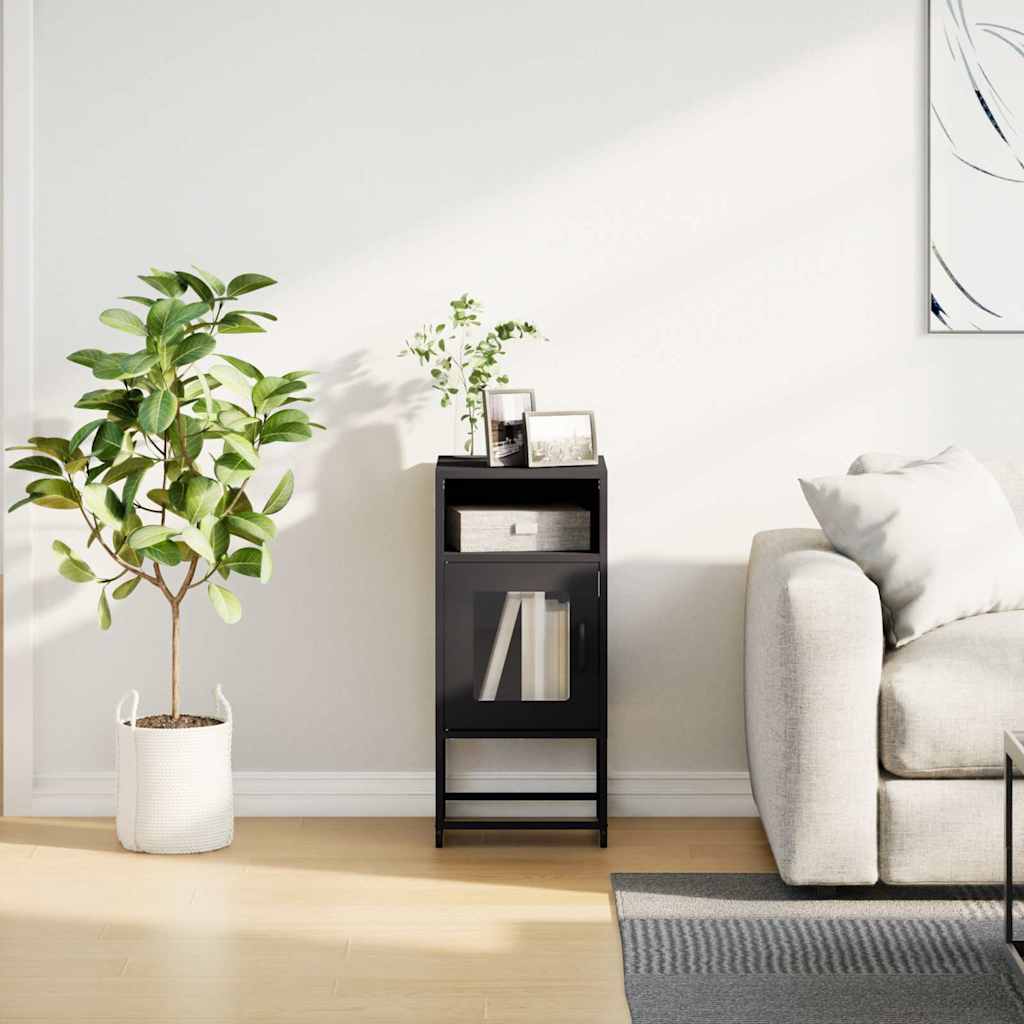 vidaXL Noptieră, negru, 36x39x78 cm, oțel laminat la rece