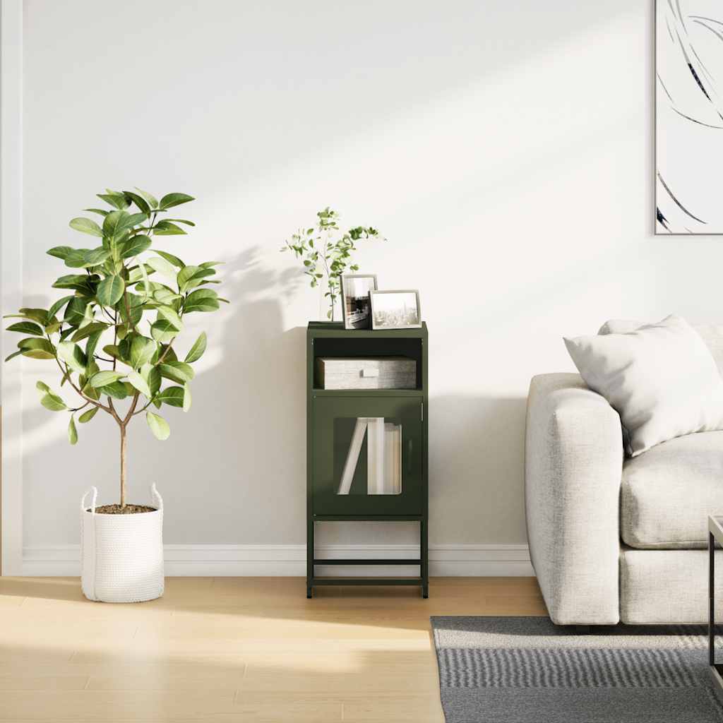 vidaXL Noptieră, verde măslină, 36x39x78 cm, oțel laminat la rece