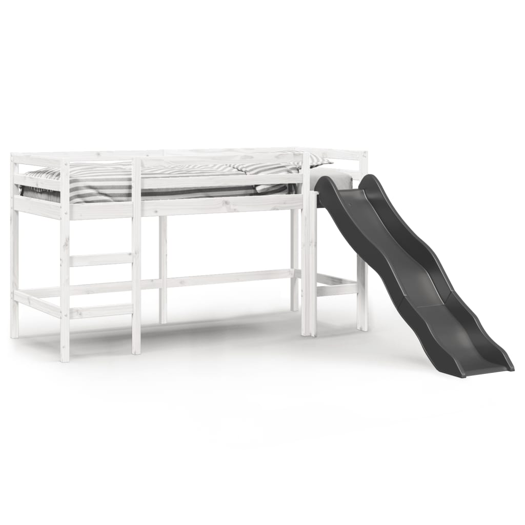 vidaXL Pat pentru copii fără saltea, alb, 90x200 cm, lemn masiv de pin