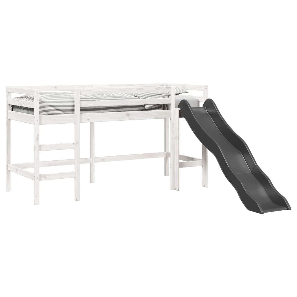 vidaXL Pat pentru copii fără saltea, alb, 90x200 cm, lemn masiv de pin