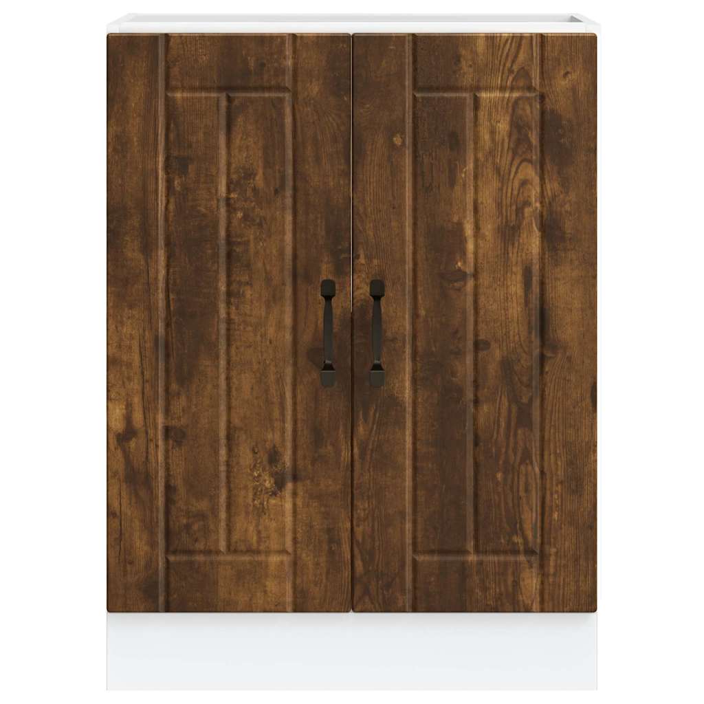 vidaXL Dulap de bază pentru chiuvetă „Lucca” Lemn stejar afumat