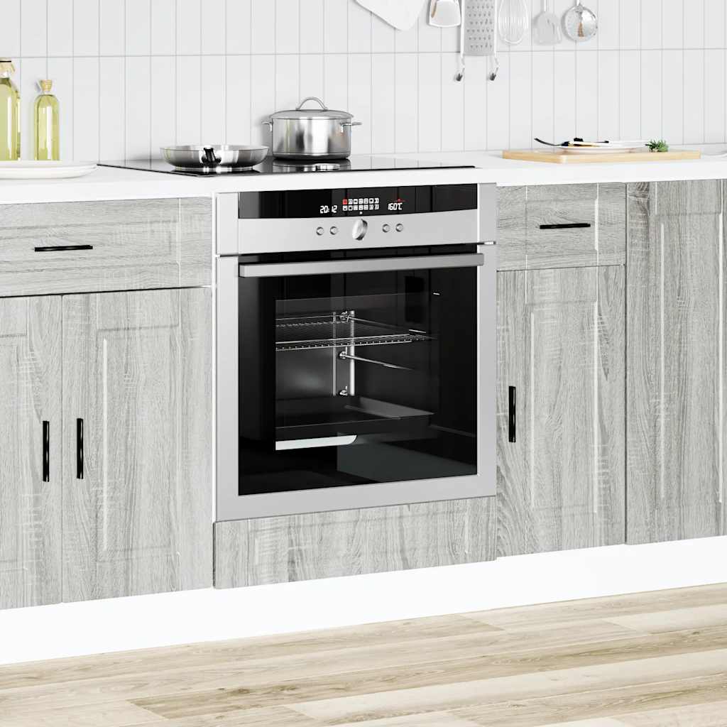 vidaXL Dulap pentru cuptor „Porto” din lemn de prelucrat Sonoma gri