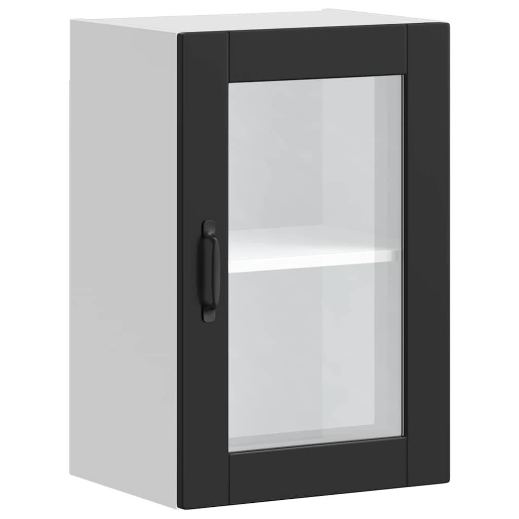 vidaXL Dulap de bucătărie cu ușă din sticlă „Porto” negru