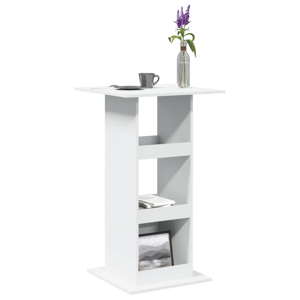 vidaXL Masă de bar cu depozitare, alb, 60x60x102 cm, lemn prelucrat vidaXL Masă de bar cu depozitare, alb, 60x60x102 cm, lemn prelucrat