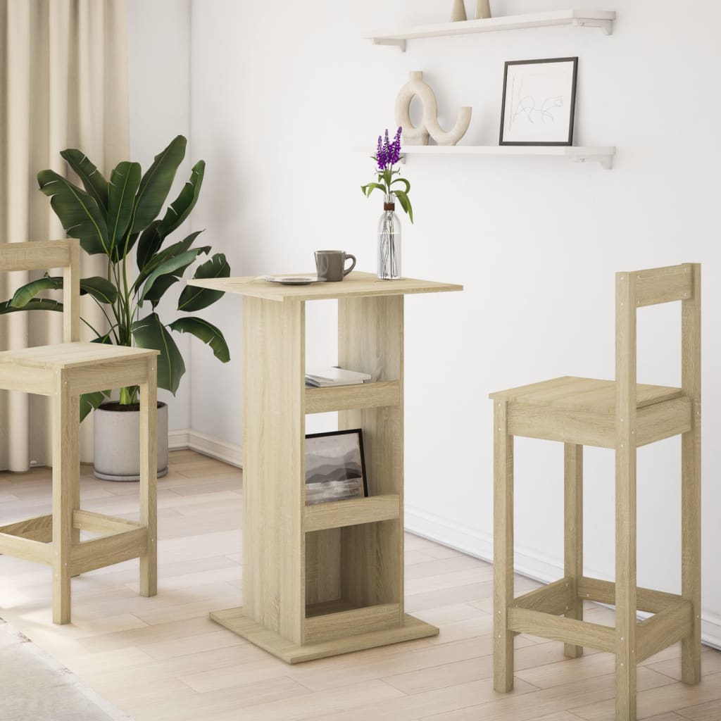 vidaXL Masă bar cu depozitare stejar sonoma 60x60x102cm lemn prelucrat vidaXL Masă bar cu depozitare stejar sonoma 60x60x102cm lemn prelucrat
