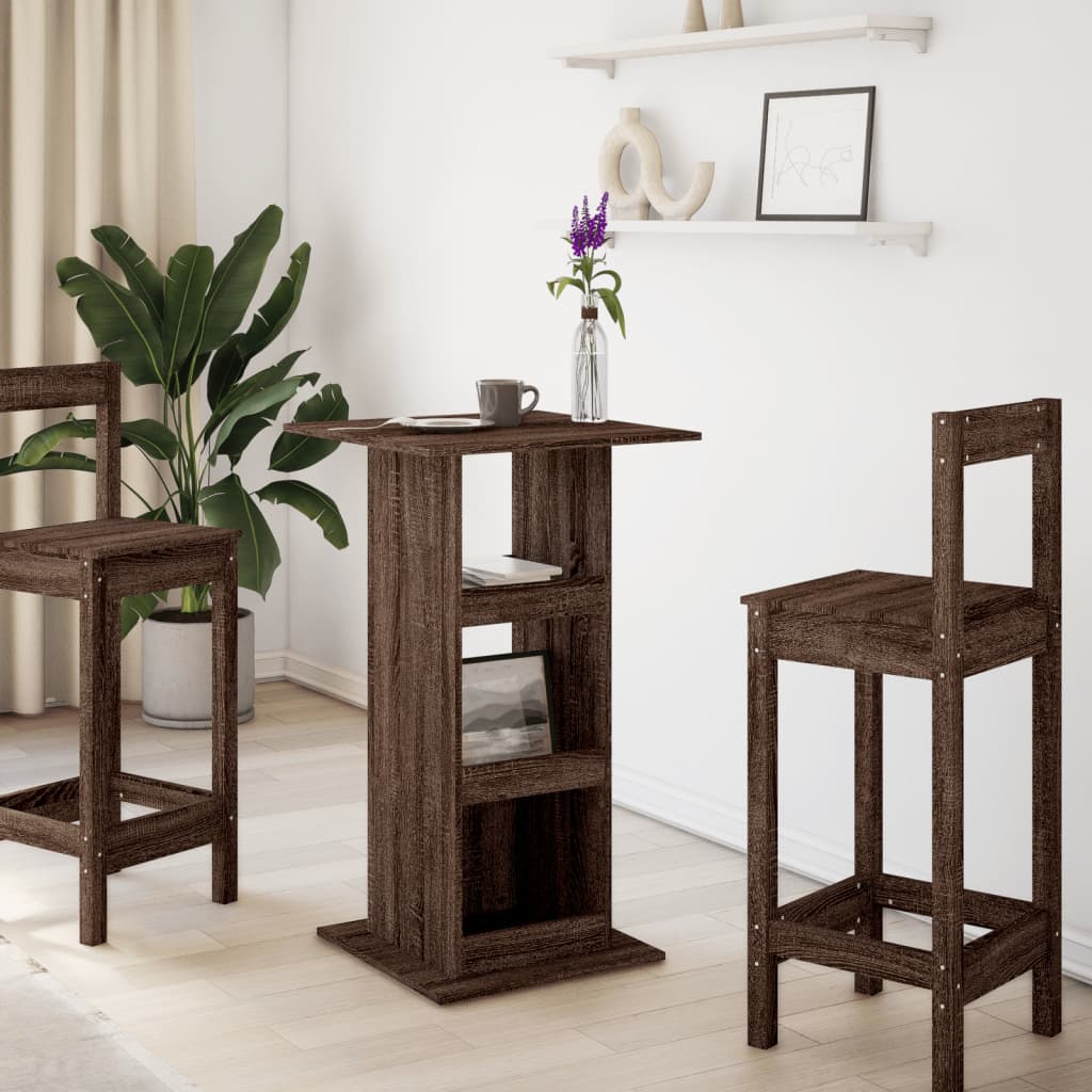 vidaXL Masă bar cu depozitare stejar maro 60x60x102 cm lemn prelucrat vidaXL Masă bar cu depozitare stejar maro 60x60x102 cm lemn prelucrat