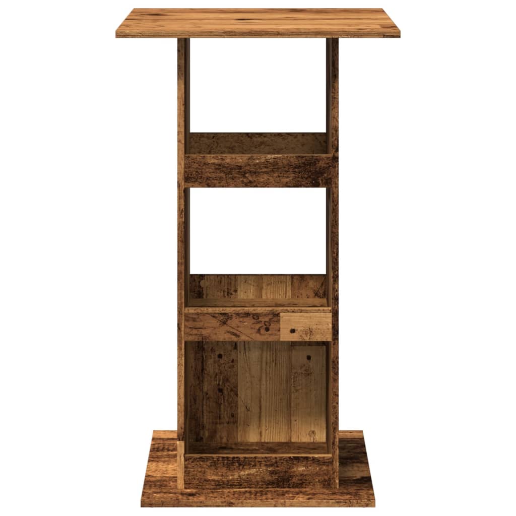 vidaXL Masă bar cu depozitare lemn vechi, 60x60x102 cm, lemn prelucrat vidaXL Masă bar cu depozitare lemn vechi, 60x60x102 cm, lemn prelucrat