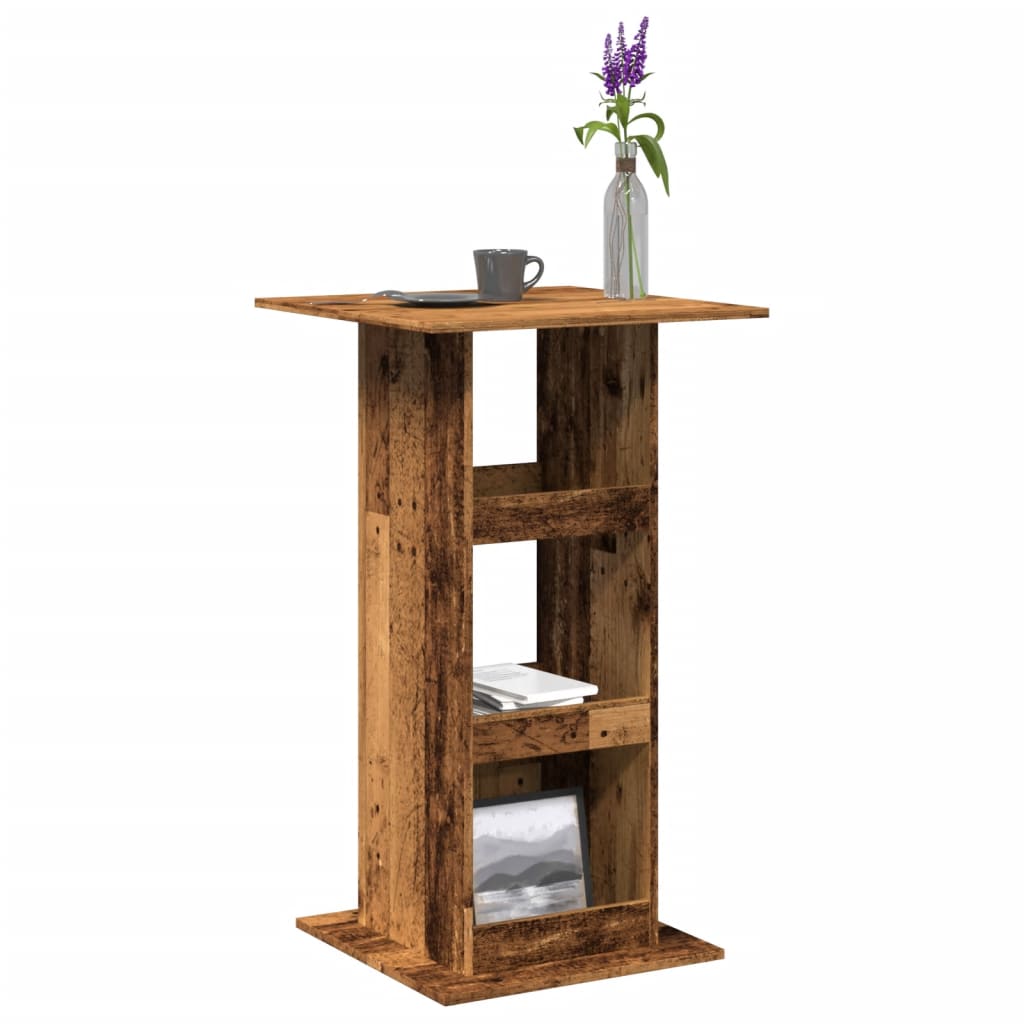 vidaXL Masă bar cu depozitare lemn vechi, 60x60x102 cm, lemn prelucrat vidaXL Masă bar cu depozitare lemn vechi, 60x60x102 cm, lemn prelucrat