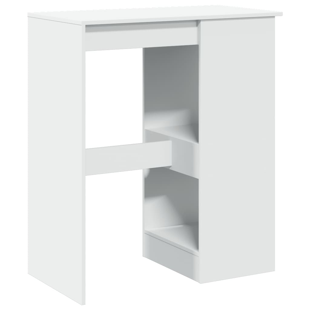 vidaXL Masă de bar cu raft, alb, 90x47,5x103,5 cm, lemn prelucrat