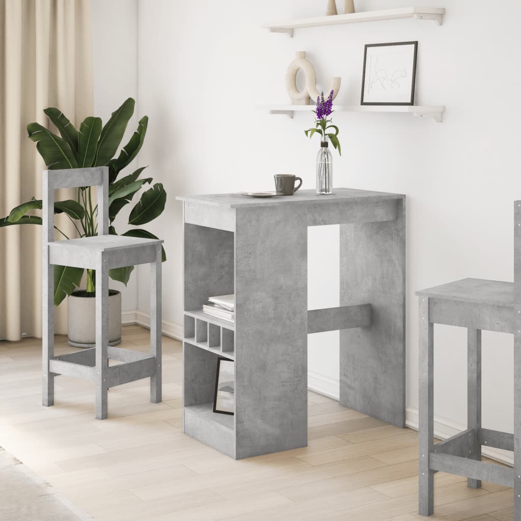 vidaXL Masă de bar cu raft gri beton 90x47,5x103,5 cm lemn prelucrat