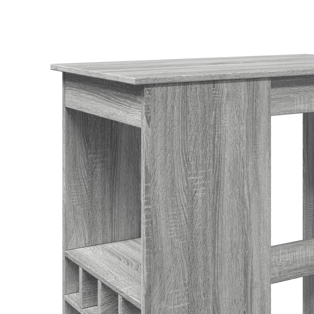 vidaXL Masă bar cu rafturi gri sonoma 90x47,5x103,5 cm lemn prelucrat vidaXL Masă bar cu rafturi gri sonoma 90x47,5x103,5 cm lemn prelucrat