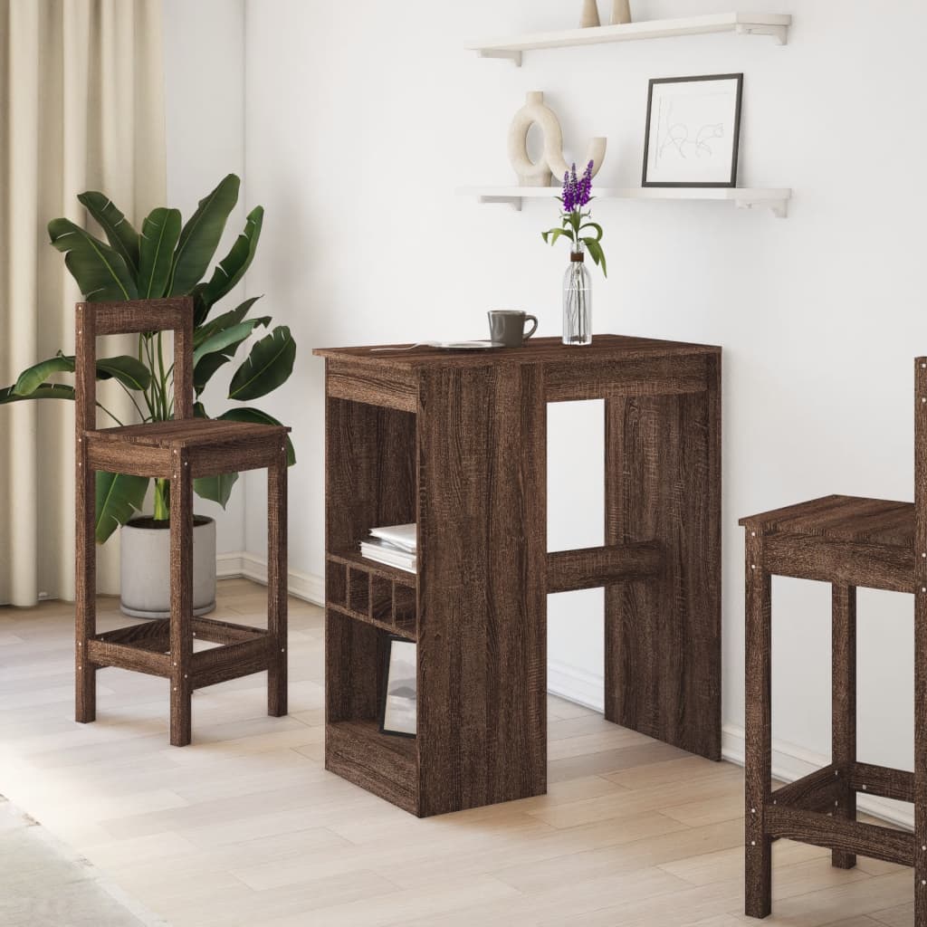 vidaXL Masă bar cu rafturi stejar maro 90x47,5x103,5 cm lemn prelucrat