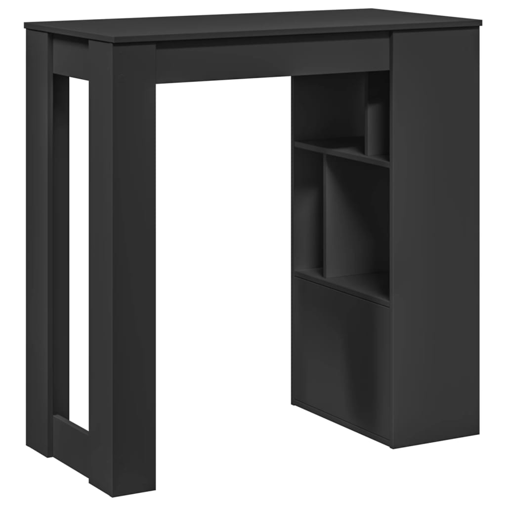 vidaXL Masă de bar cu rafturi, negru, 102x50x103,5 cm, lemn prelucrat