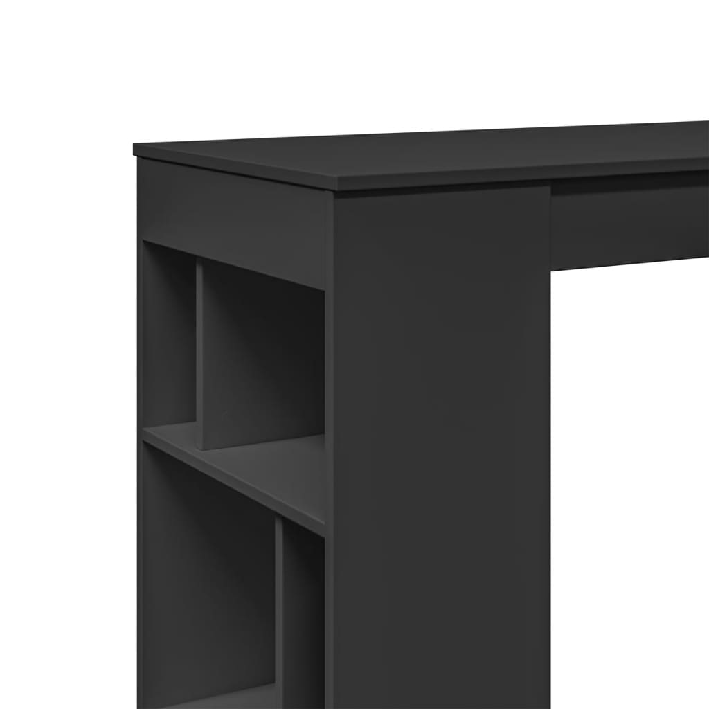 vidaXL Masă de bar cu rafturi, negru, 102x50x103,5 cm, lemn prelucrat