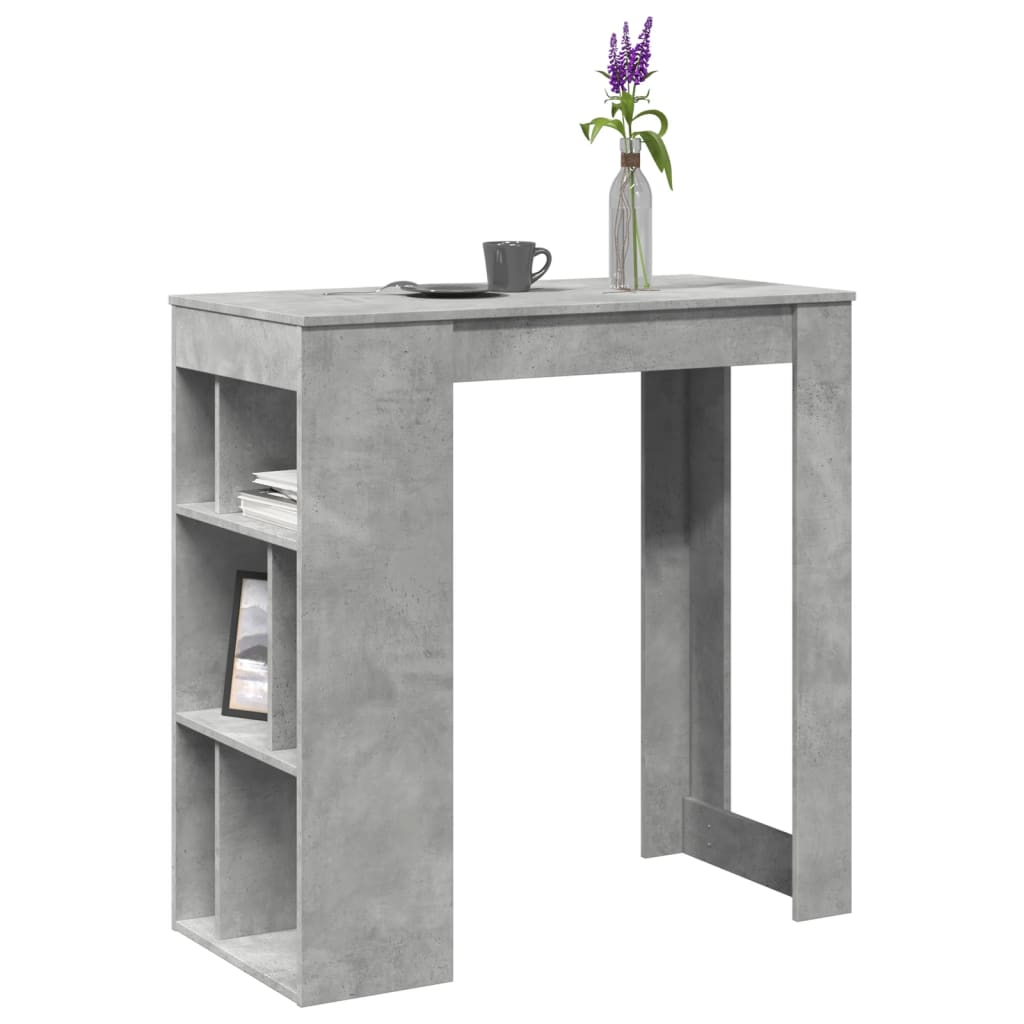 vidaXL Masă de bar cu raft, gri beton, 102x50x103,5 cm, lemn prelucrat vidaXL Masă de bar cu raft, gri beton, 102x50x103,5 cm, lemn prelucrat