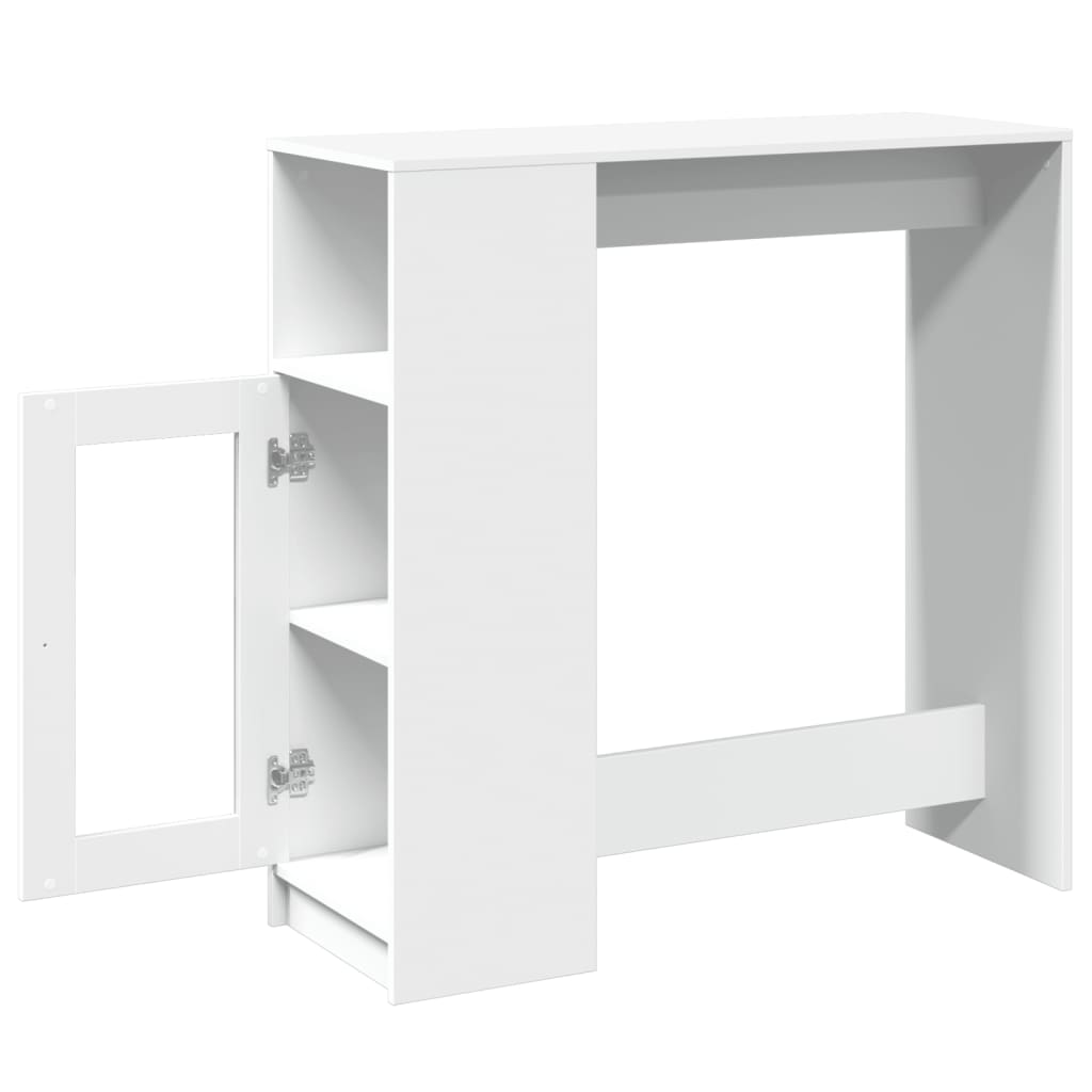 vidaXL Masă de bar cu rafturi, alb, 101x40x103,5 cm, lemn prelucrat vidaXL Masă de bar cu rafturi, alb, 101x40x103,5 cm, lemn prelucrat