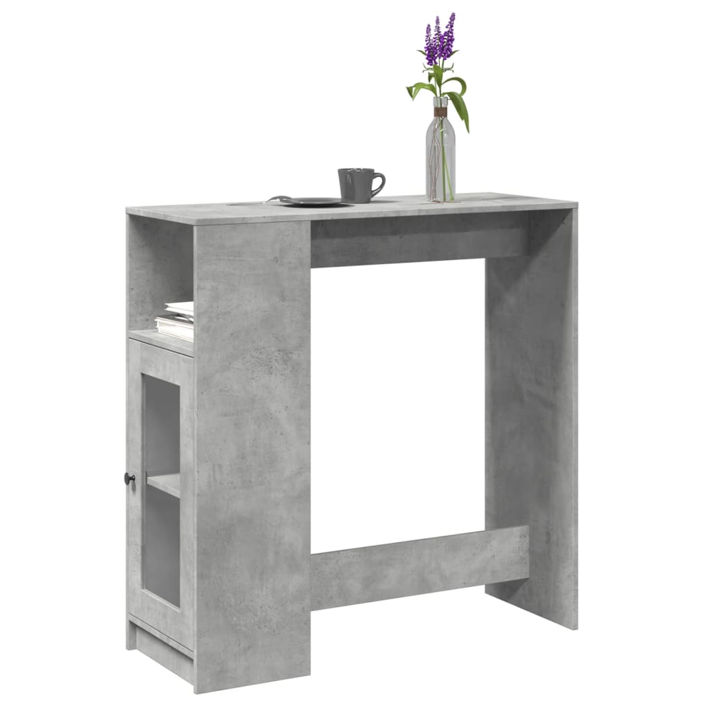 vidaXL Masă de bar cu rafturi gri beton 101x40x103,5 cm lemn prelucrat vidaXL Masă de bar cu rafturi gri beton 101x40x103,5 cm lemn prelucrat