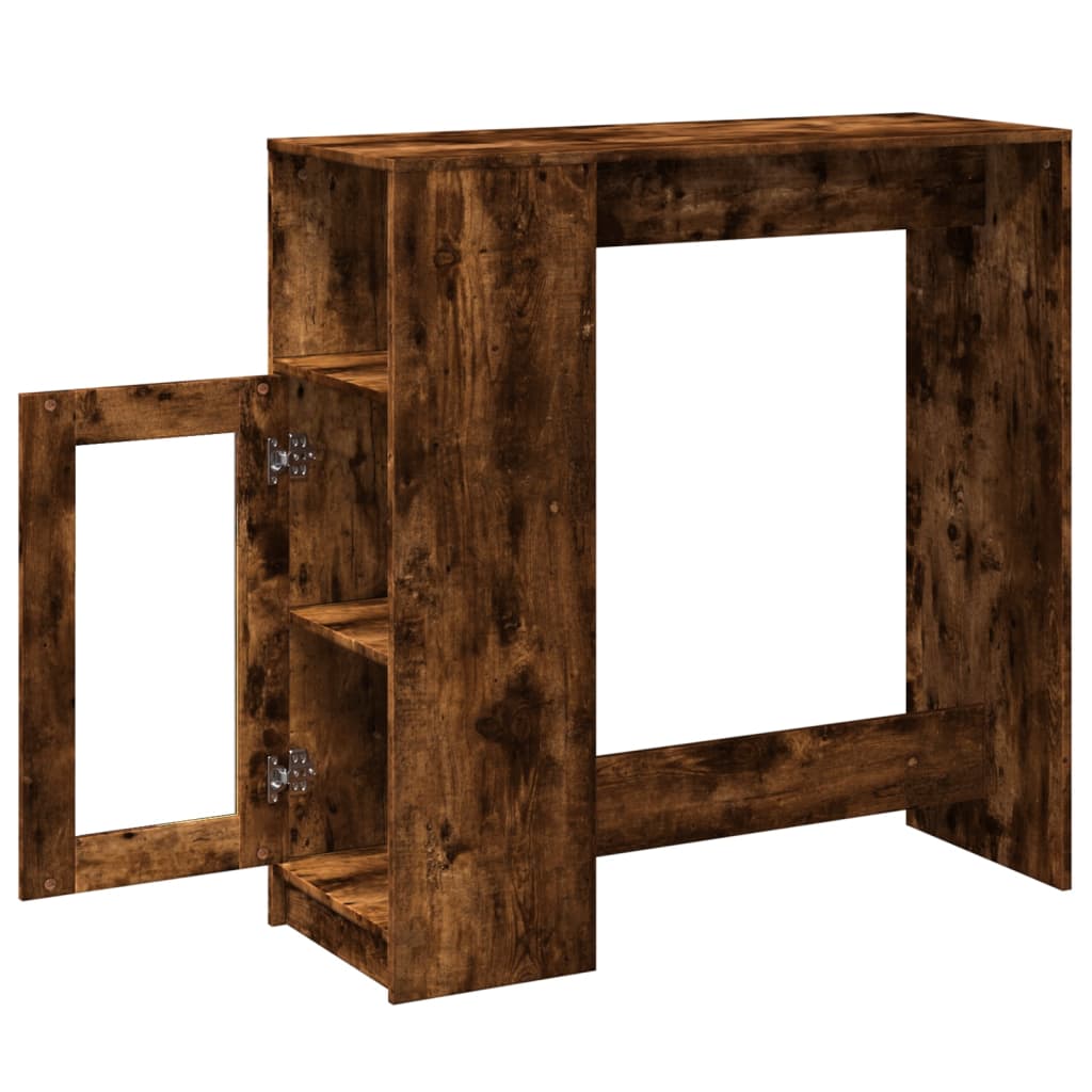 vidaXL Masă bar cu rafturi, stejar fumuriu, 101x40x103,5 cm, lemn vidaXL Masă bar cu rafturi, stejar fumuriu, 101x40x103,5 cm, lemn