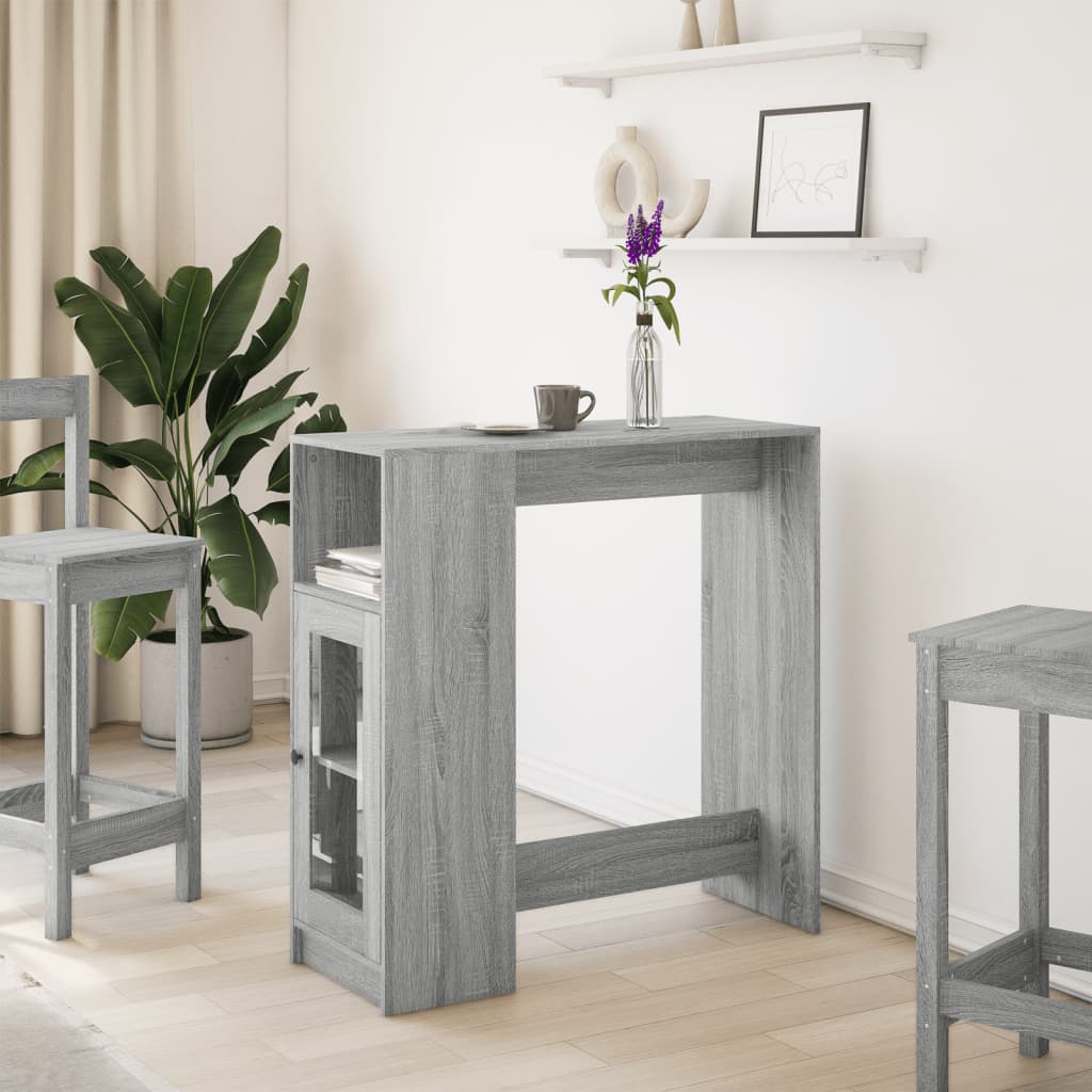 vidaXL Masă bar cu rafturi, gri sonoma, 101x40x103,5 cm lemn prelucrat
