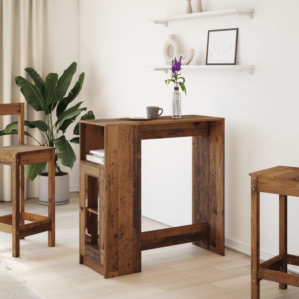 vidaXL Masă bar cu rafturi, lemn vechi 101x40x103,5 cm lemn prelucrat vidaXL Masă bar cu rafturi, lemn vechi 101x40x103,5 cm lemn prelucrat