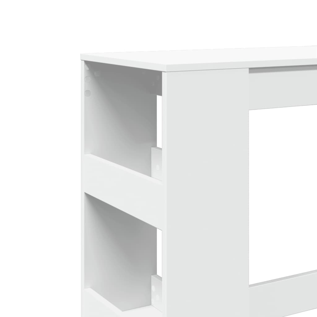 vidaXL Masă de bar cu rafturi, alb, 90x40x103,5 cm, lemn prelucrat