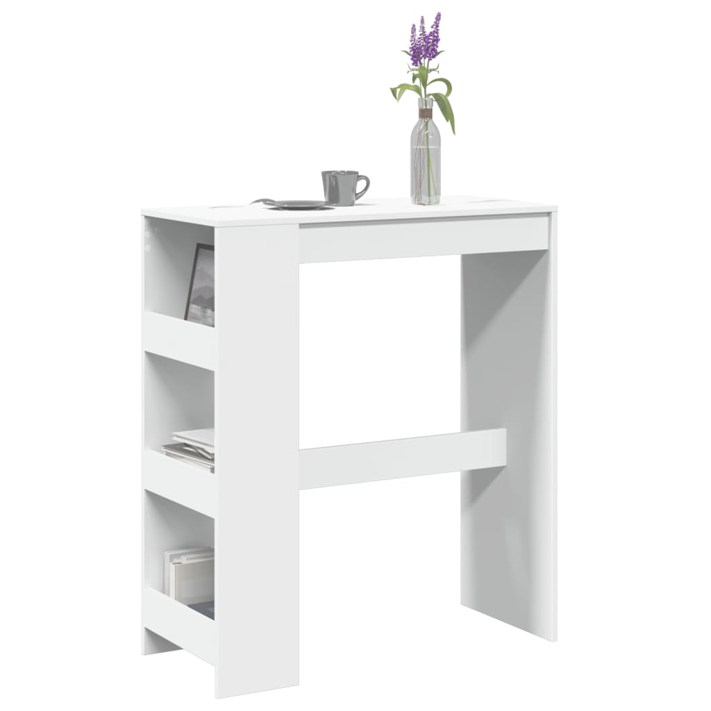 vidaXL Masă de bar cu rafturi, alb, 90x40x103,5 cm, lemn prelucrat