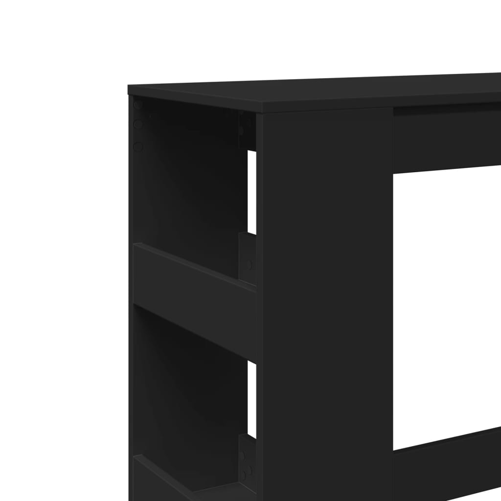 vidaXL Masă de bar cu rafturi, negru, 90x40x103,5 cm, lemn prelucrat vidaXL Masă de bar cu rafturi, negru, 90x40x103,5 cm, lemn prelucrat