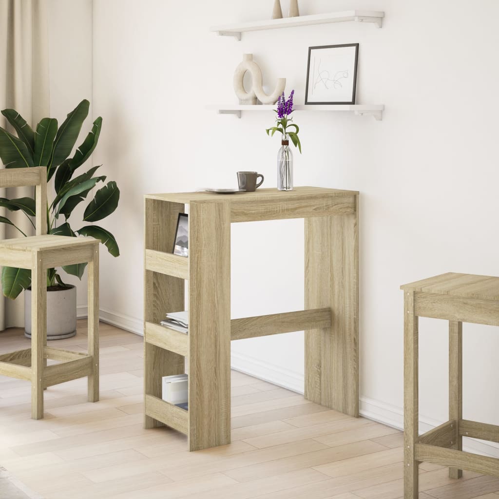 vidaXL Masă bar cu rafturi stejar sonoma 90x40x103,5 cm lemn prelucrat