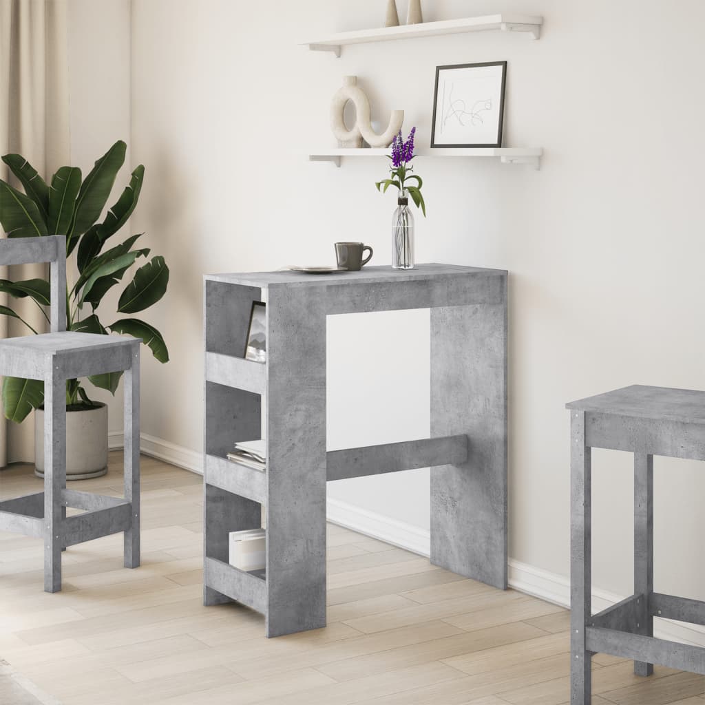 vidaXL Masă de bar cu rafturi gri beton 90x40x103,5 cm lemn prelucrat