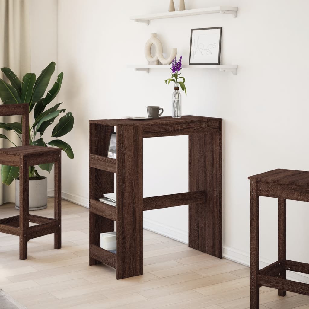 vidaXL Masă bar cu rafturi, stejar maro, 90x40x103,5 cm lemn prelucrat vidaXL Masă bar cu rafturi, stejar maro, 90x40x103,5 cm lemn prelucrat