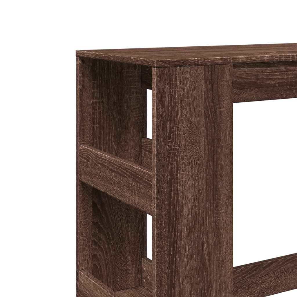 vidaXL Masă bar cu rafturi, stejar maro, 90x40x103,5 cm lemn prelucrat vidaXL Masă bar cu rafturi, stejar maro, 90x40x103,5 cm lemn prelucrat