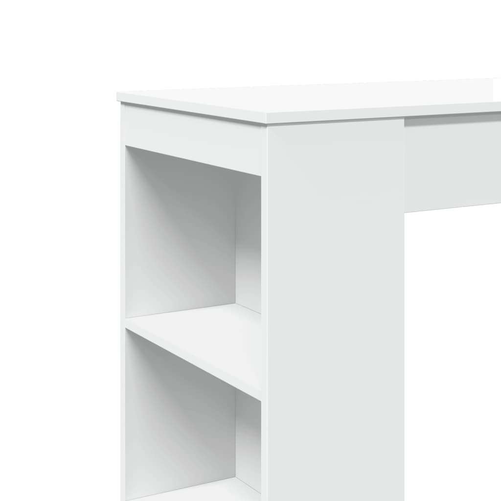 vidaXL Masă de bar cu rafturi, alb, 95x47x103,5 cm, lemn prelucrat vidaXL Masă de bar cu rafturi, alb, 95x47x103,5 cm, lemn prelucrat