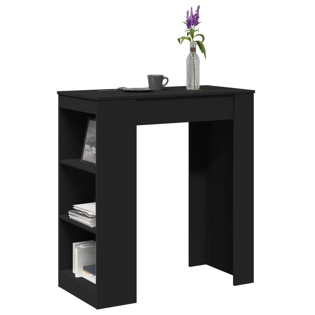 vidaXL Masă de bar cu rafturi, negru, 95x47x103,5 cm, lemn prelucrat vidaXL Masă de bar cu rafturi, negru, 95x47x103,5 cm, lemn prelucrat