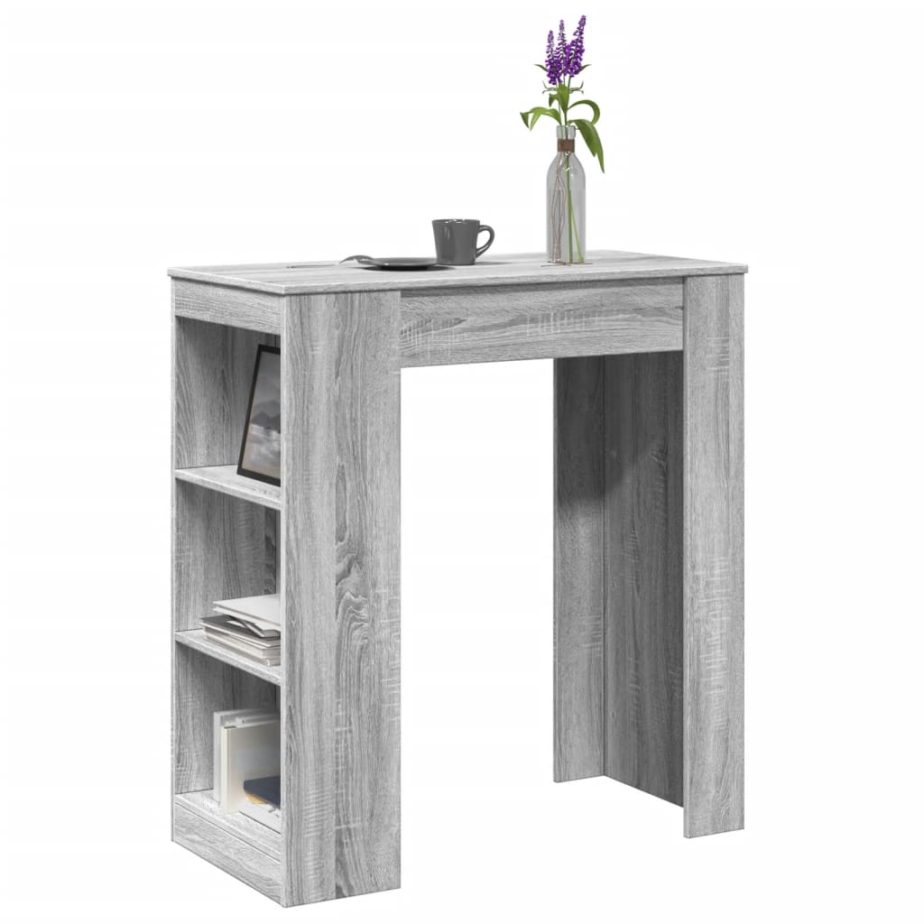vidaXL Masă bar cu rafturi, gri sonoma, 95x47x103,5 cm, lemn prelucrat